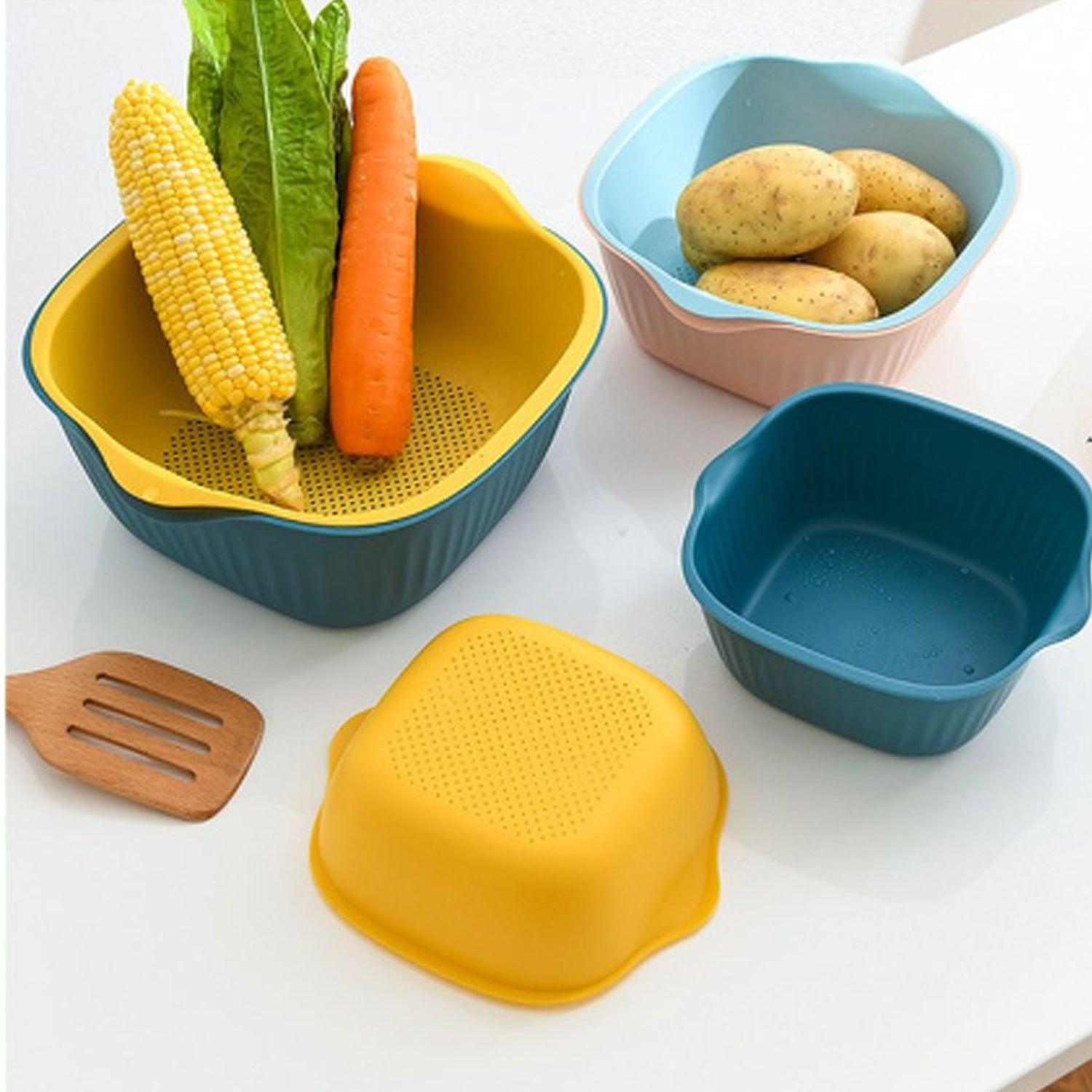 5228A KITCHEN BOWL PLASTIC WASHING BOWL AND STRAINER DRAINER BASKET FOR HOME & KITCHEN USE DeoDap 5228A KITCHEN BOWL PLASTIC WASHING BOWL AND STRAINER DRAINER BASKET FOR HOME & KITCHEN USE DeoDap